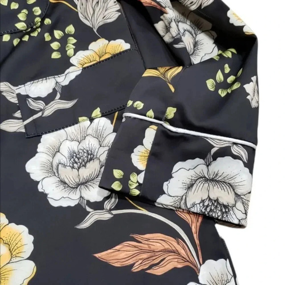 Lumina Black Floral Relaxed Straight Blazer S - Picture 2 of 5